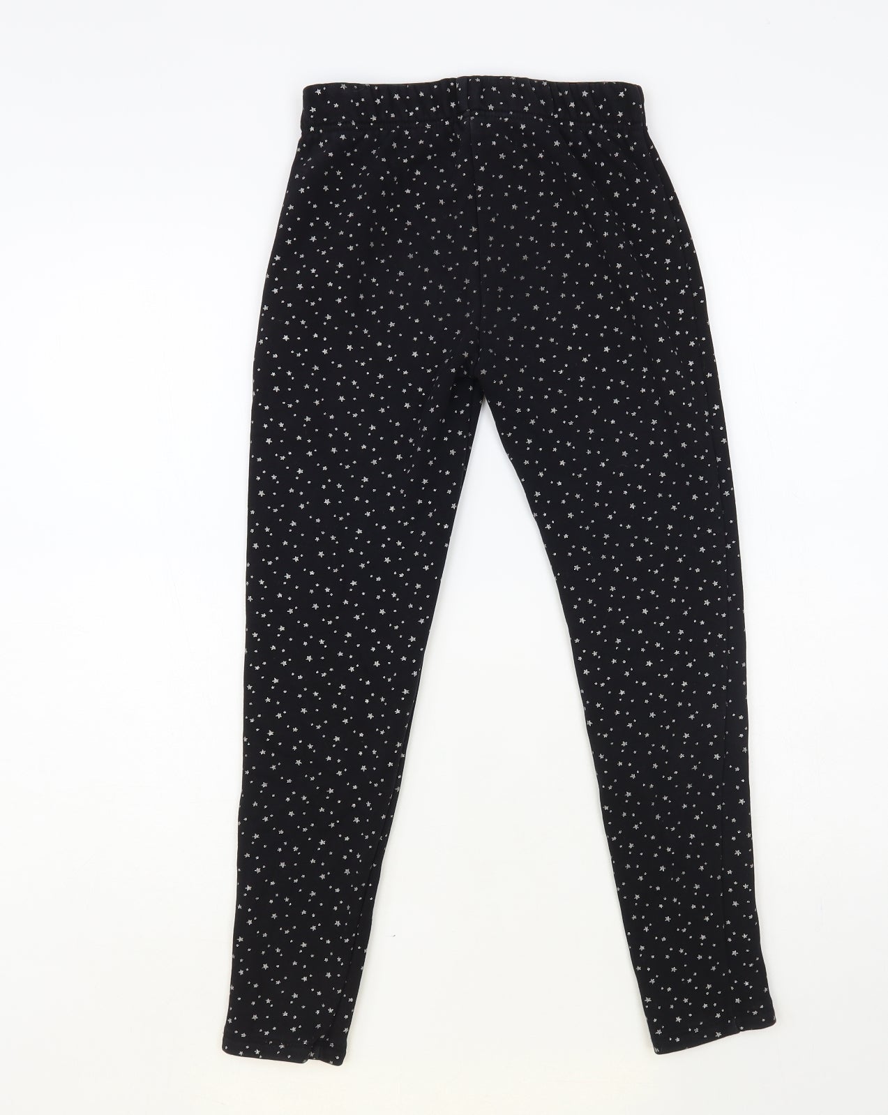 Dunnes Stores Girls Black Geometric Polyester Jogger Trousers Size 10-11 Years Regular Pullover - Star Print Leggings