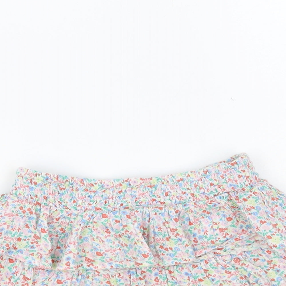 Marks and Spencer Girls Multicoloured Floral Cotton Mini Skirt Size 4-5 Years Regular Pull On - Tiered