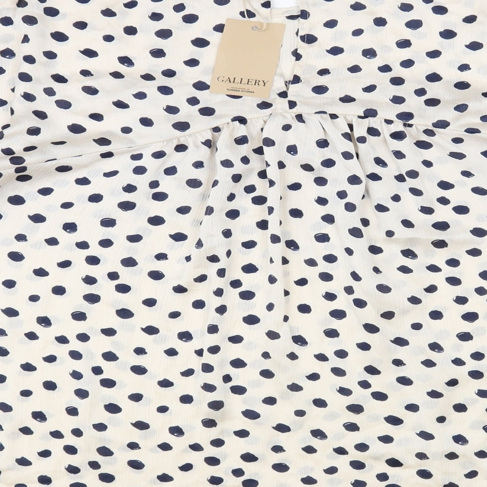 Gallery Womens Ivory Animal Print Polyester Basic Blouse Size 18 Round Neck