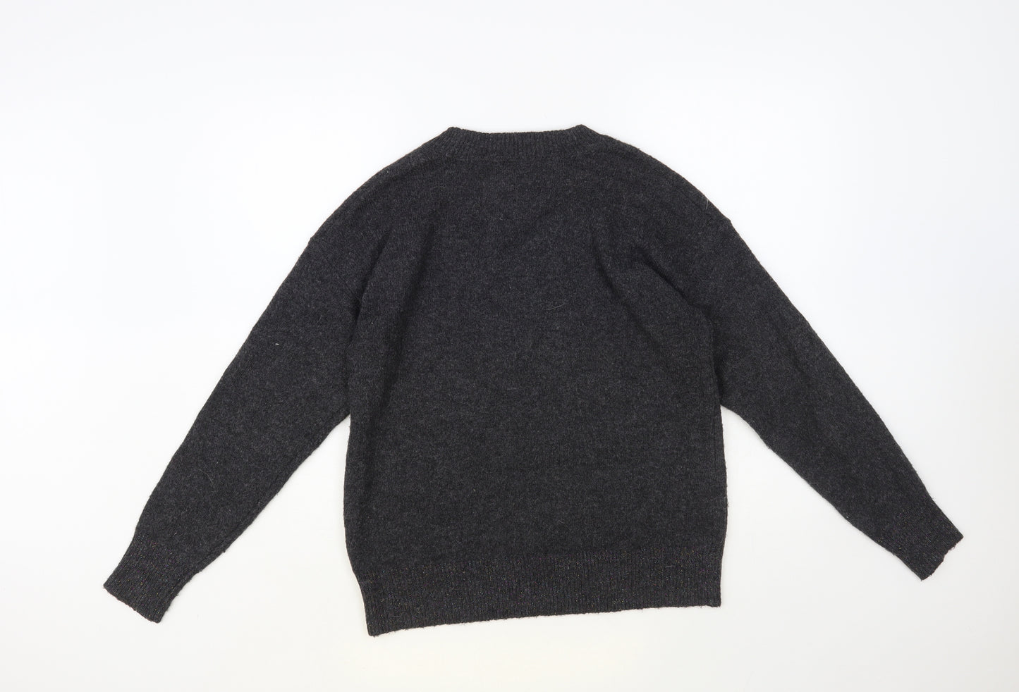 F&F Womens Grey Crew Neck Polyester Pullover Jumper Size S - Christmas Trees