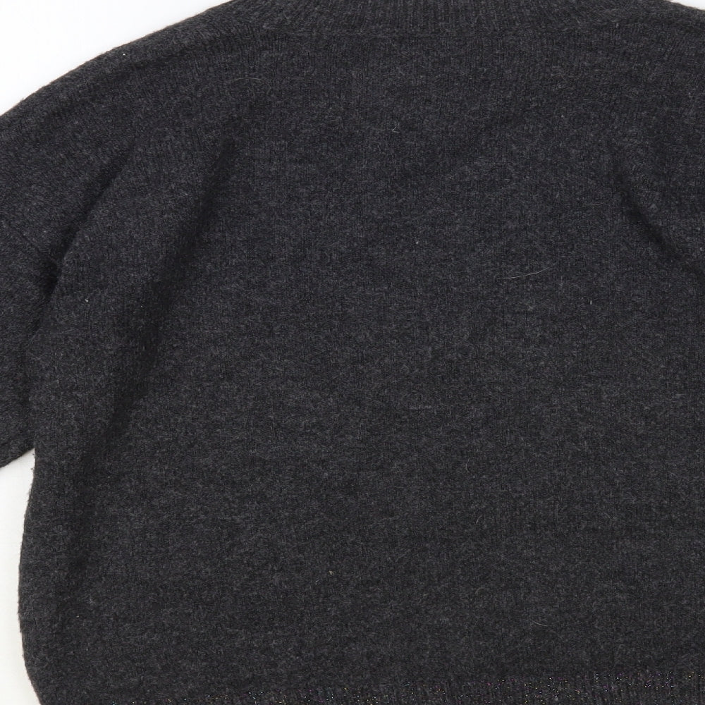F&F Womens Grey Crew Neck Polyester Pullover Jumper Size S - Christmas Trees