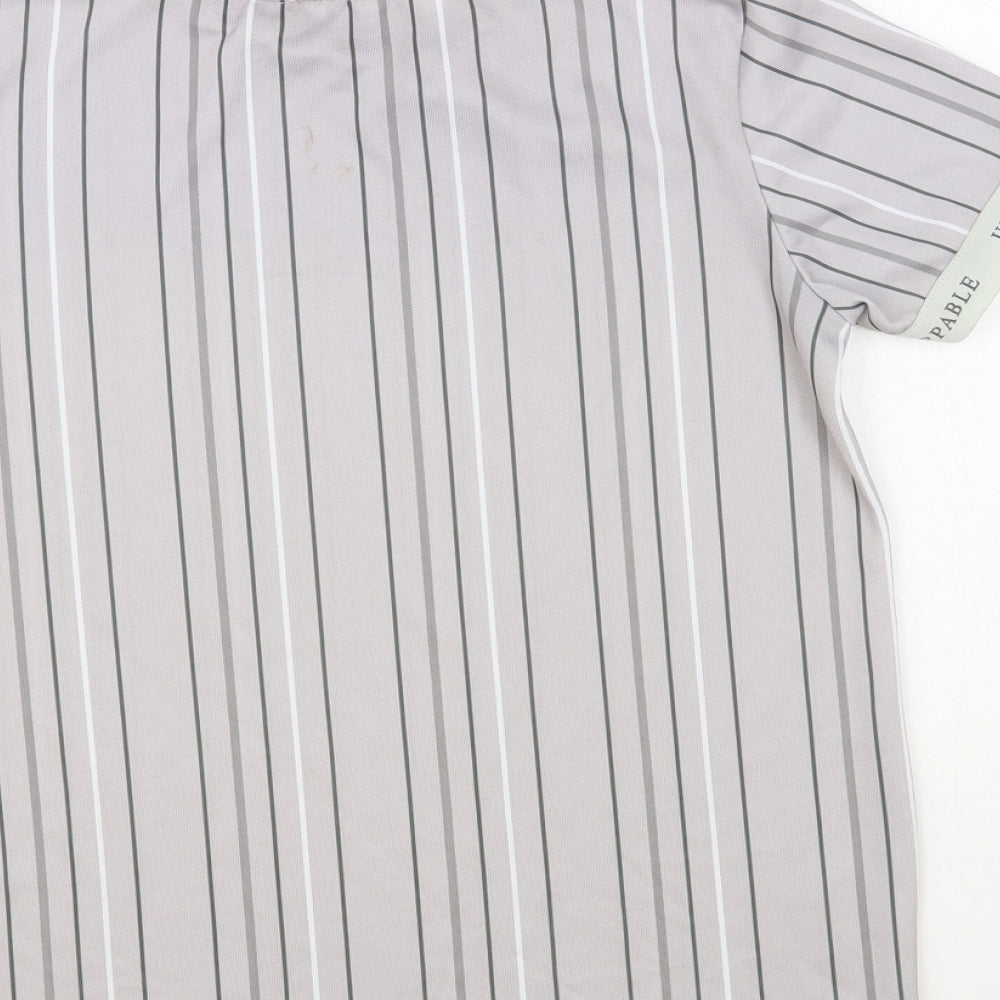 George Boys Grey Striped Polyester Pullover T-Shirt Size 13-14 Years Crew Neck Pullover - Unstoppable