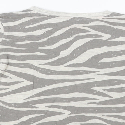 F&F Boys Grey Animal Print Cotton Pullover T-Shirt Size 5-6 Years Crew Neck Pullover - Zebra Print