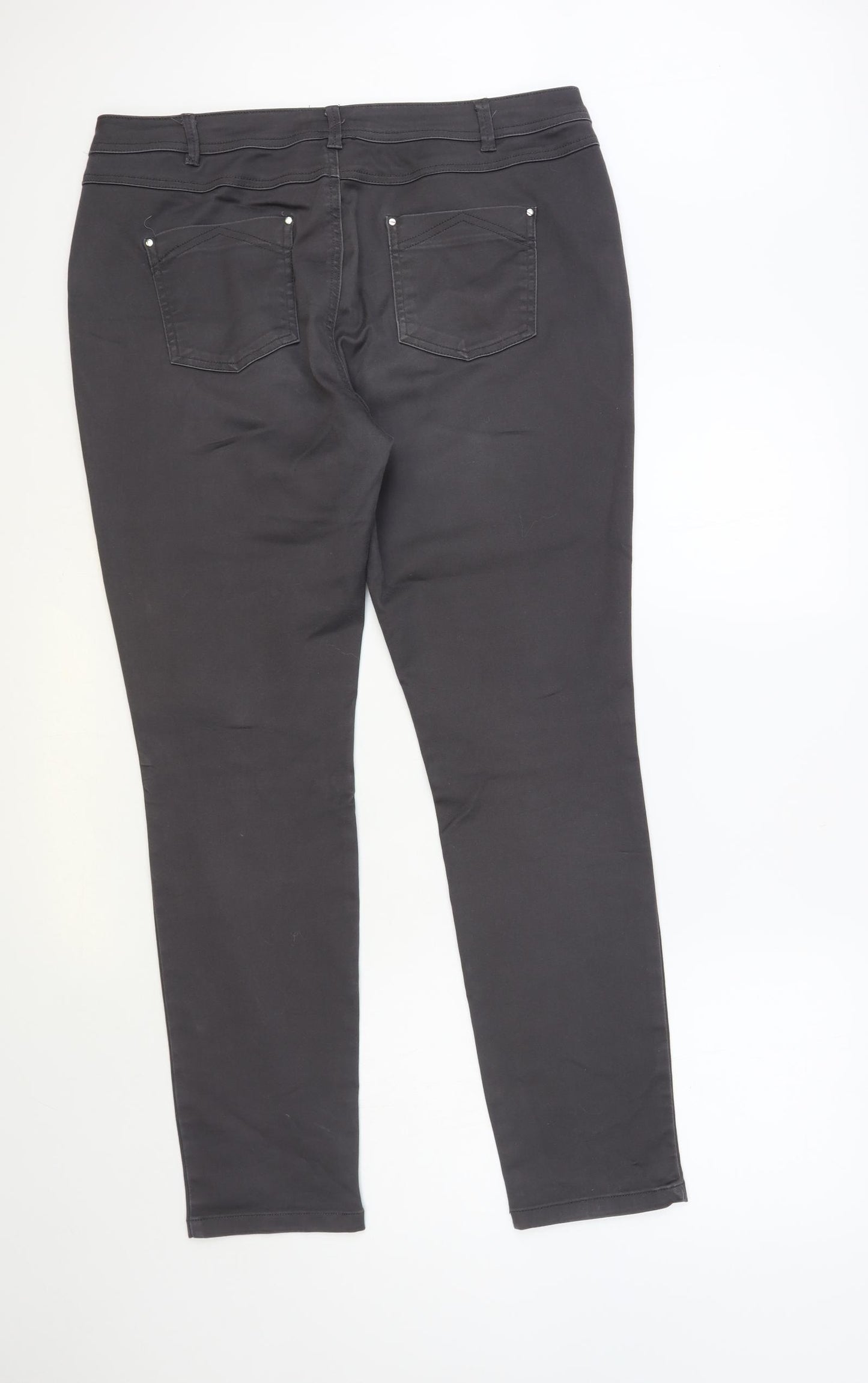 Wallis Womens Grey Cotton Skinny Jeans Size 16 L30 in Regular Button