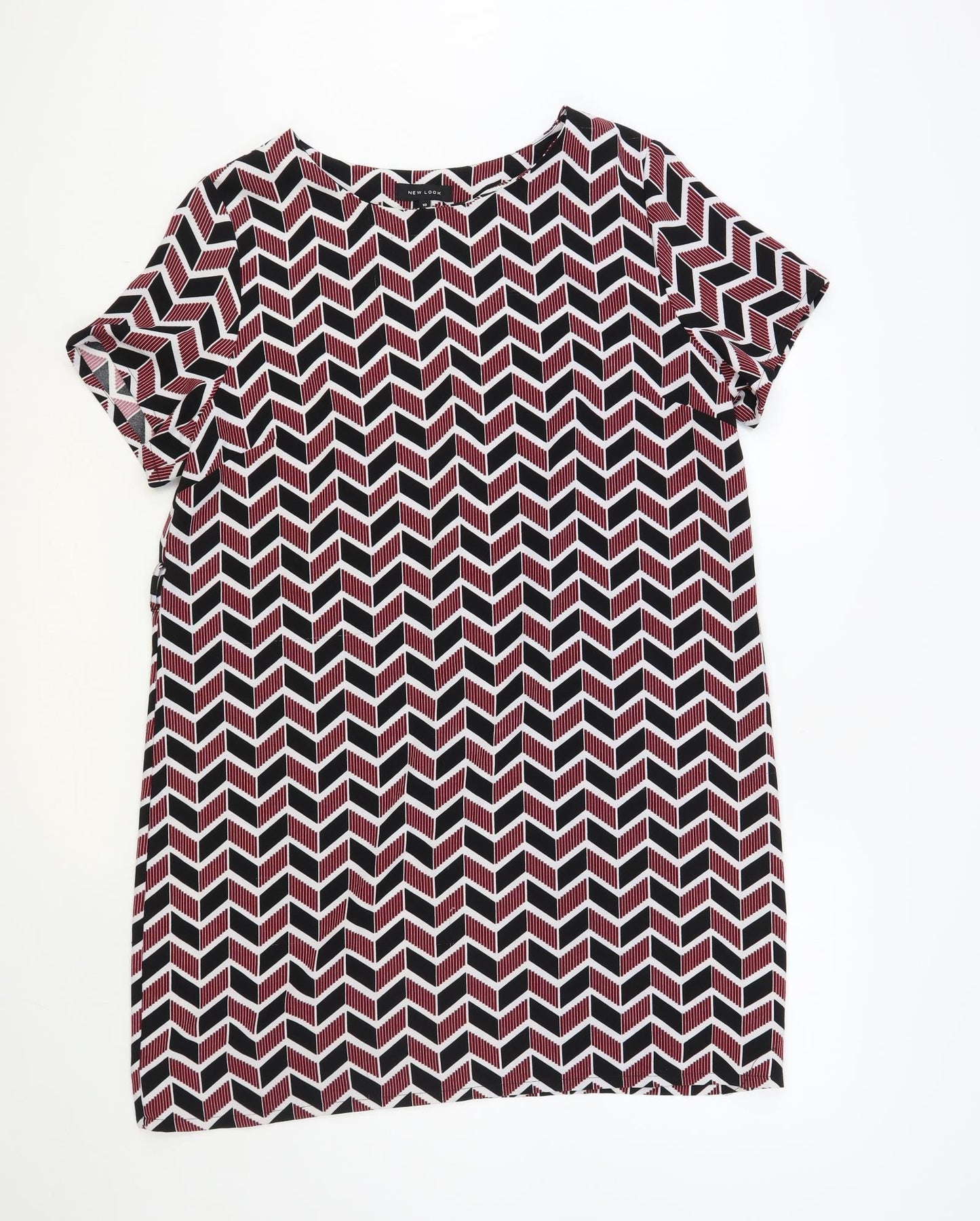 New Look Womens Multicoloured Chevron Polyester T-Shirt Dress Size 16 Round Neck Pullover