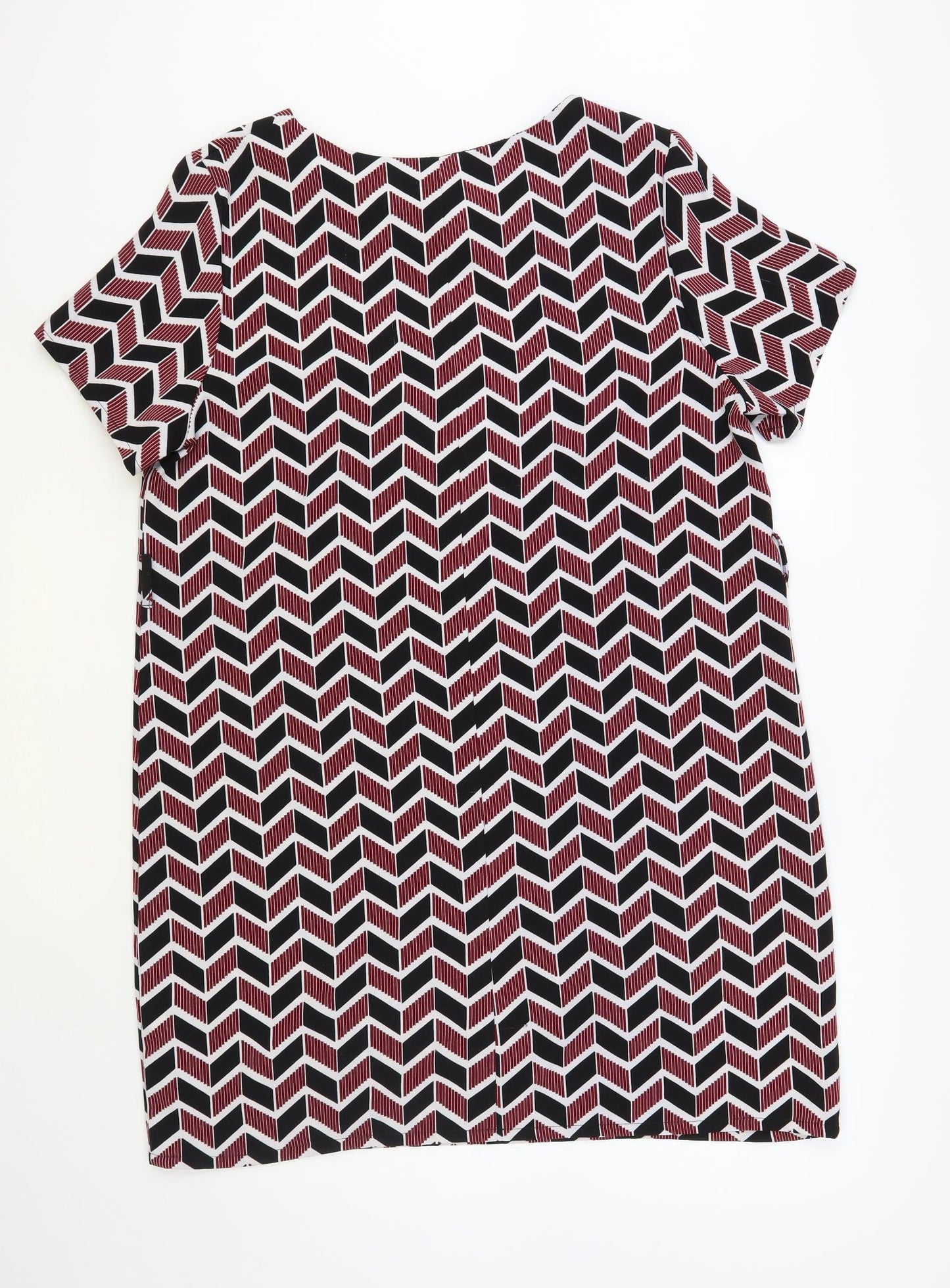 New Look Womens Multicoloured Chevron Polyester T-Shirt Dress Size 16 Round Neck Pullover