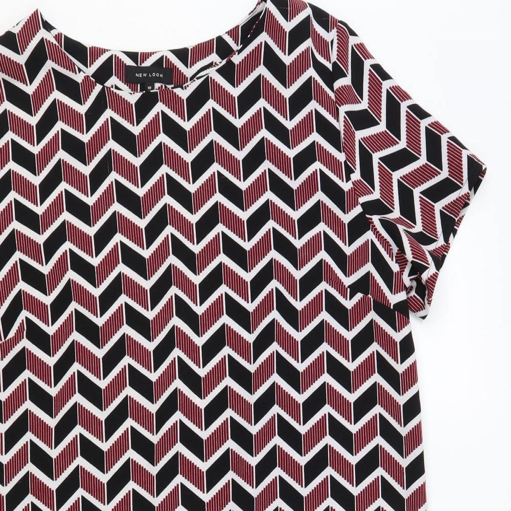 New Look Womens Multicoloured Chevron Polyester T-Shirt Dress Size 16 Round Neck Pullover