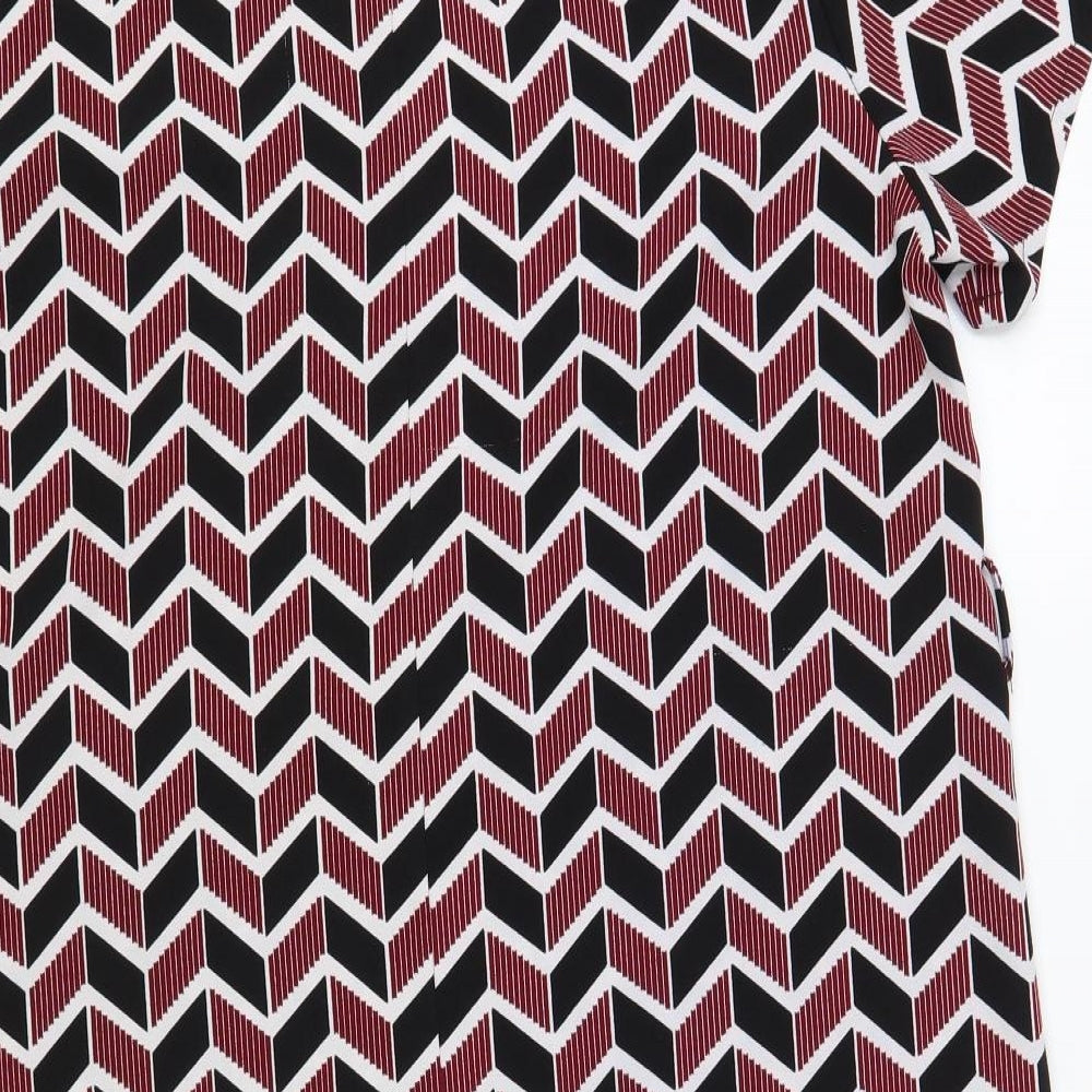 New Look Womens Multicoloured Chevron Polyester T-Shirt Dress Size 16 Round Neck Pullover