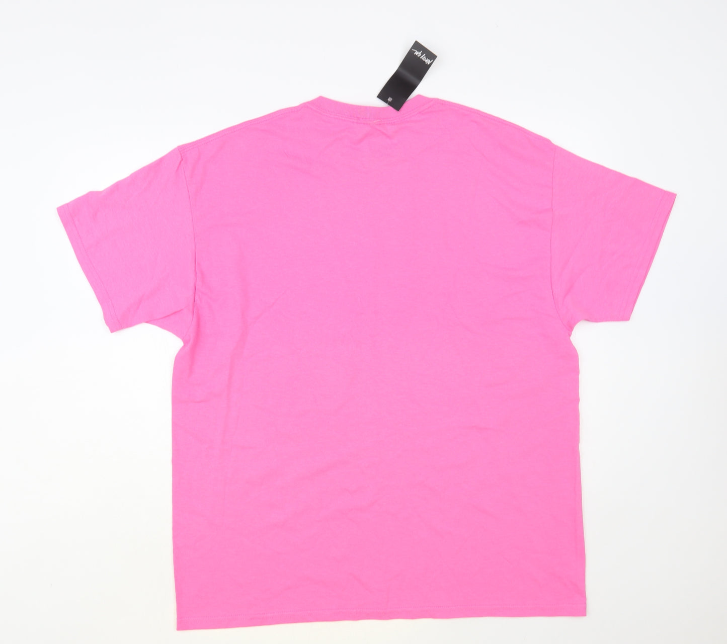 Nasty Gal Womens Pink Cotton Basic T-Shirt Size 18 Crew Neck - Girls Support Girls