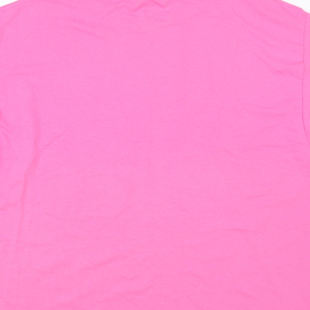 Nasty Gal Womens Pink Cotton Basic T-Shirt Size 18 Crew Neck - Girls Support Girls