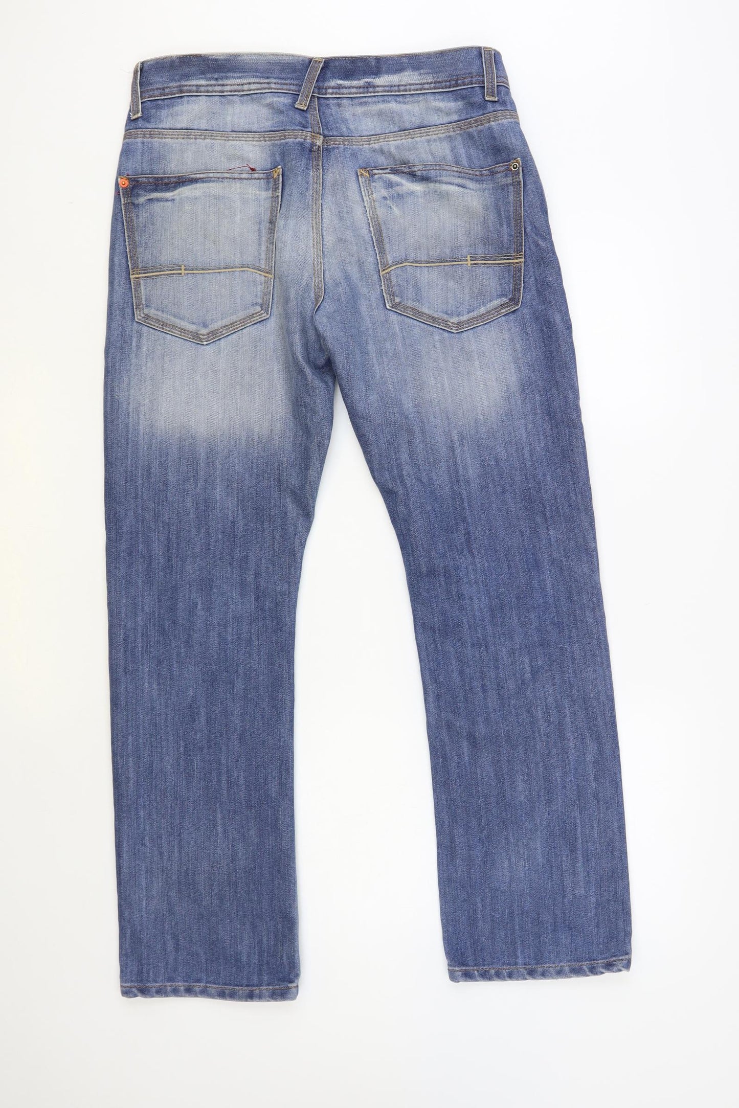 Crosshatch Mens Blue Cotton Bootcut Jeans Size 32 in L30 in Regular Button
