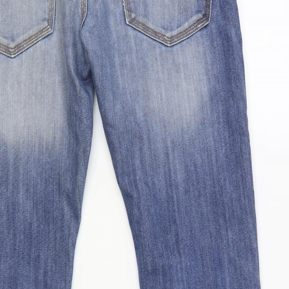 Crosshatch Mens Blue Cotton Bootcut Jeans Size 32 in L30 in Regular Button