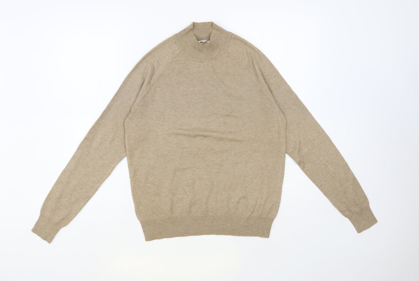 Primark Womens Beige Mock Neck Polyester Pullover Jumper Size 10