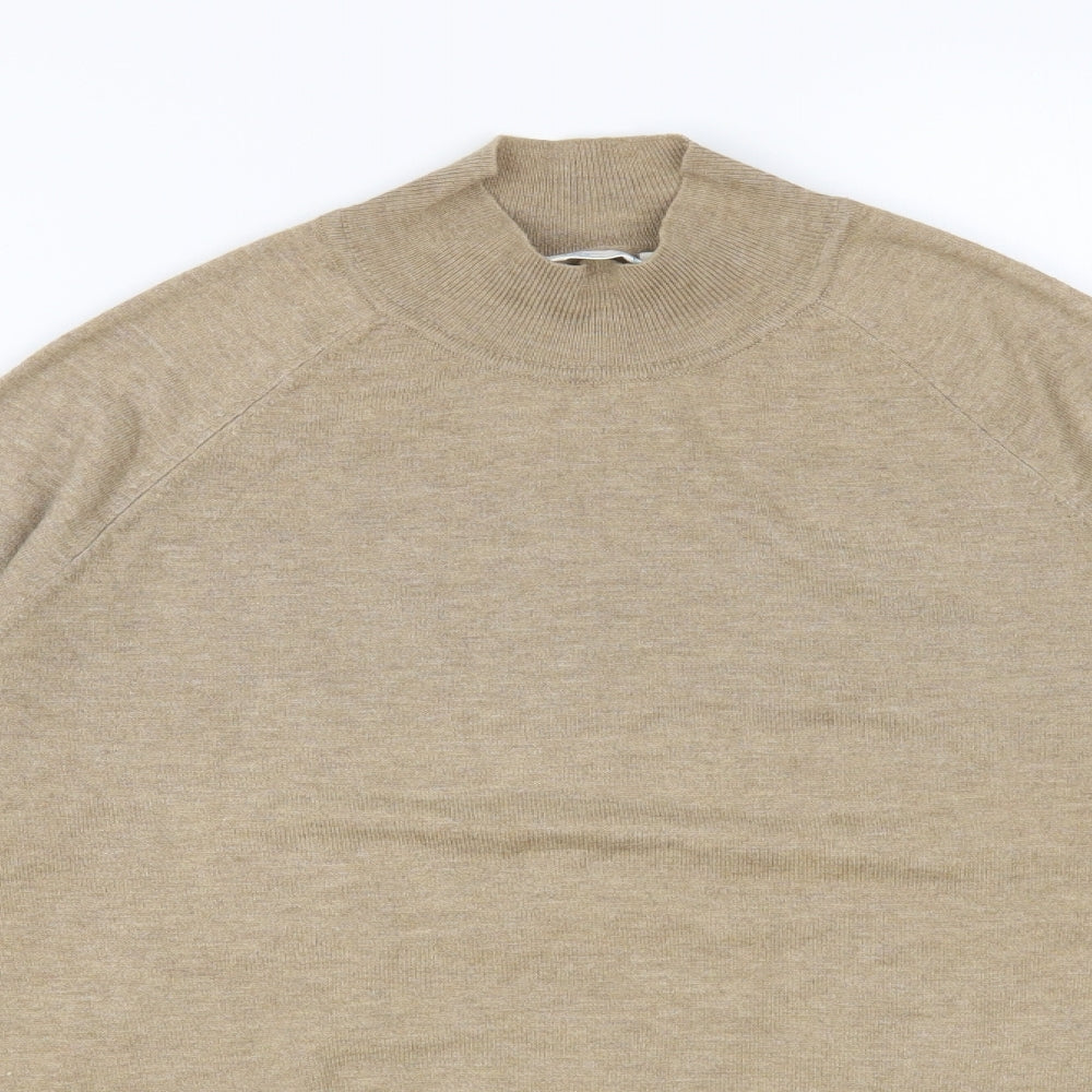 Primark Womens Beige Mock Neck Polyester Pullover Jumper Size 10