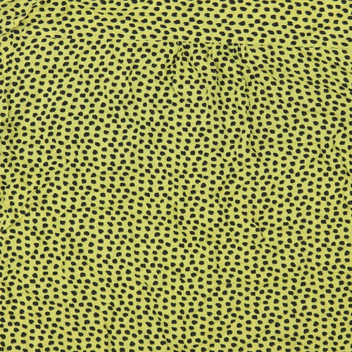 NEXT Womens Yellow Animal Print Viscose Basic Button-Up Size XL Collared