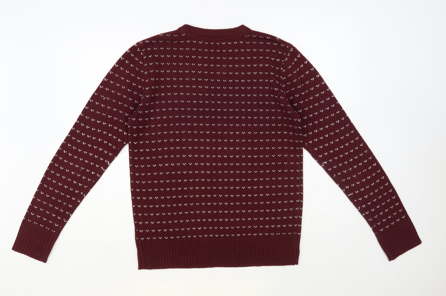 New Look Mens Purple Crew Neck Geometric Acrylic Pullover Jumper Size S