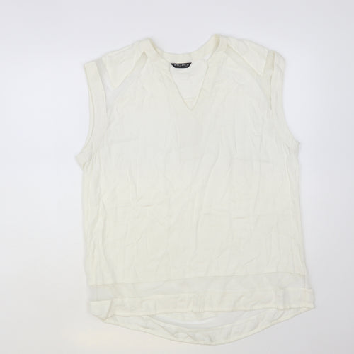 Select Womens Ivory Polyester Basic Blouse Size 16 V-Neck - Mesh Panels
