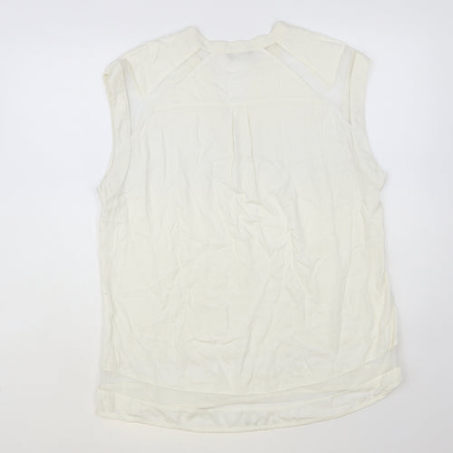 Select Womens Ivory Polyester Basic Blouse Size 16 V-Neck - Mesh Panels