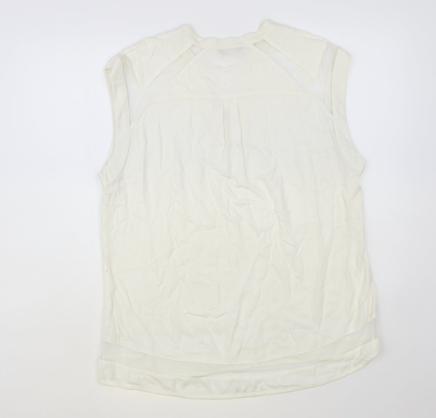 Select Womens Ivory Polyester Basic Blouse Size 16 V-Neck - Mesh Panels