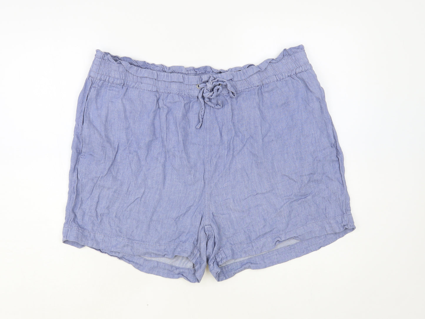 George Womens Blue Linen Bermuda Shorts Size 18 L5 in Regular Drawstring