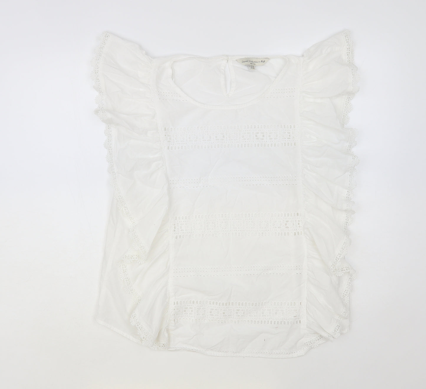 F&F Womens White Cotton Basic Blouse Size 18 Round Neck