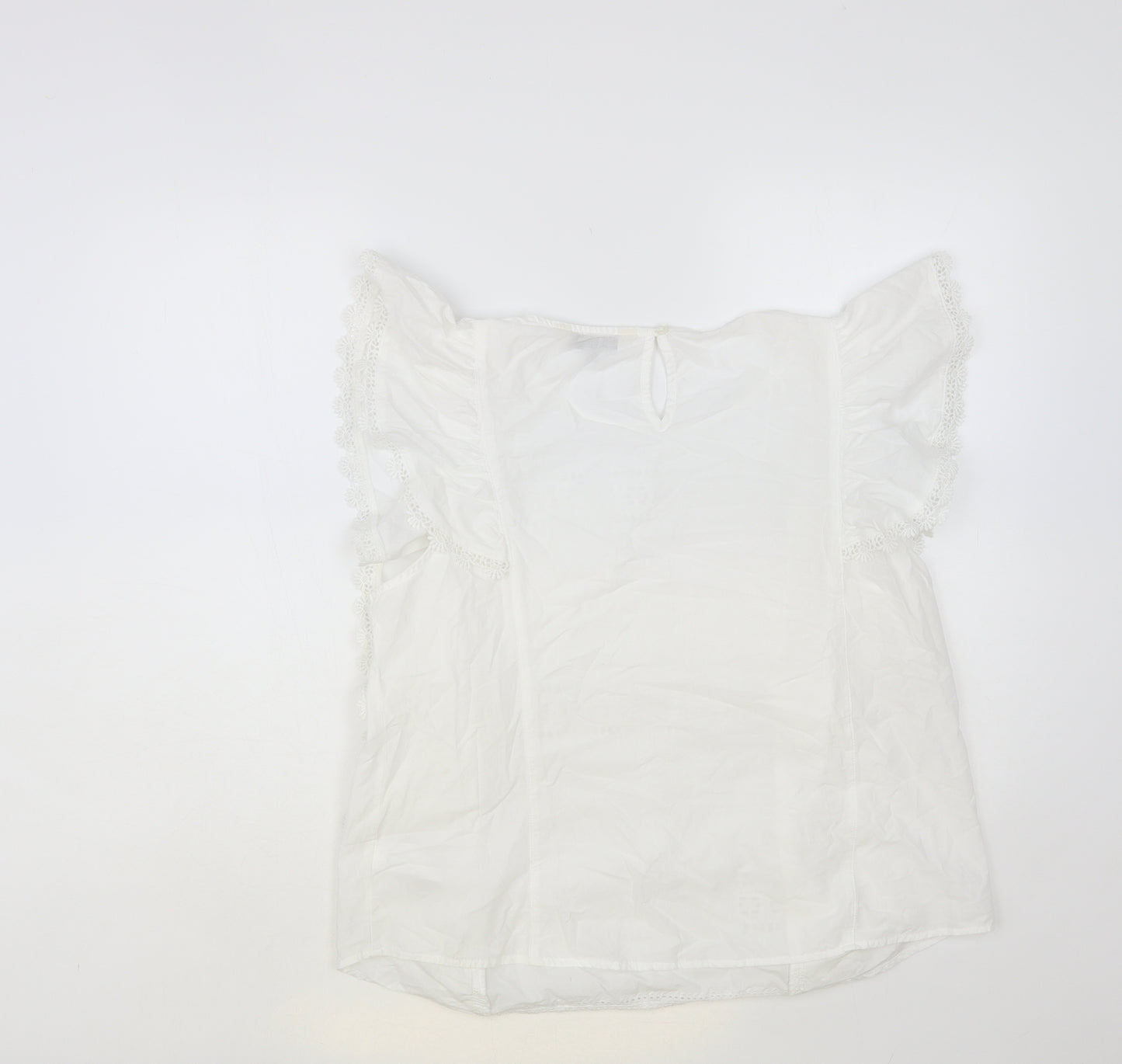 F&F Womens White Cotton Basic Blouse Size 18 Round Neck