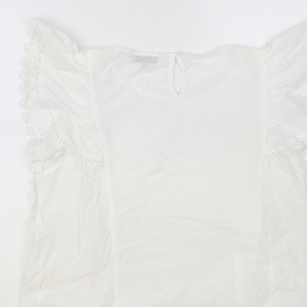 F&F Womens White Cotton Basic Blouse Size 18 Round Neck