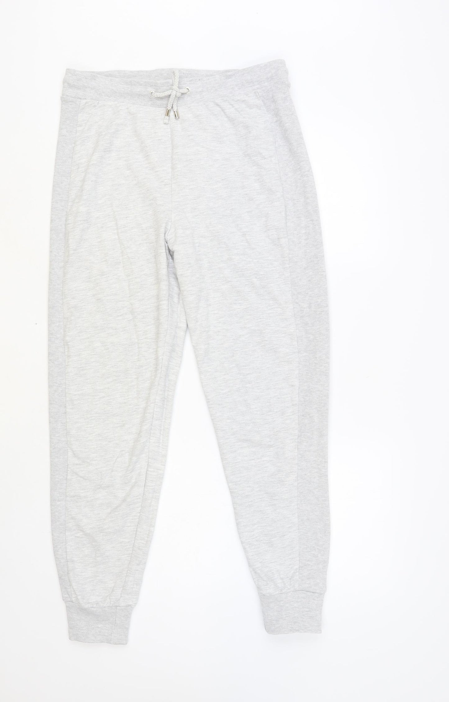 Primark Womens Grey Cotton Jogger Trousers Size 10 L28 in Regular Drawstring