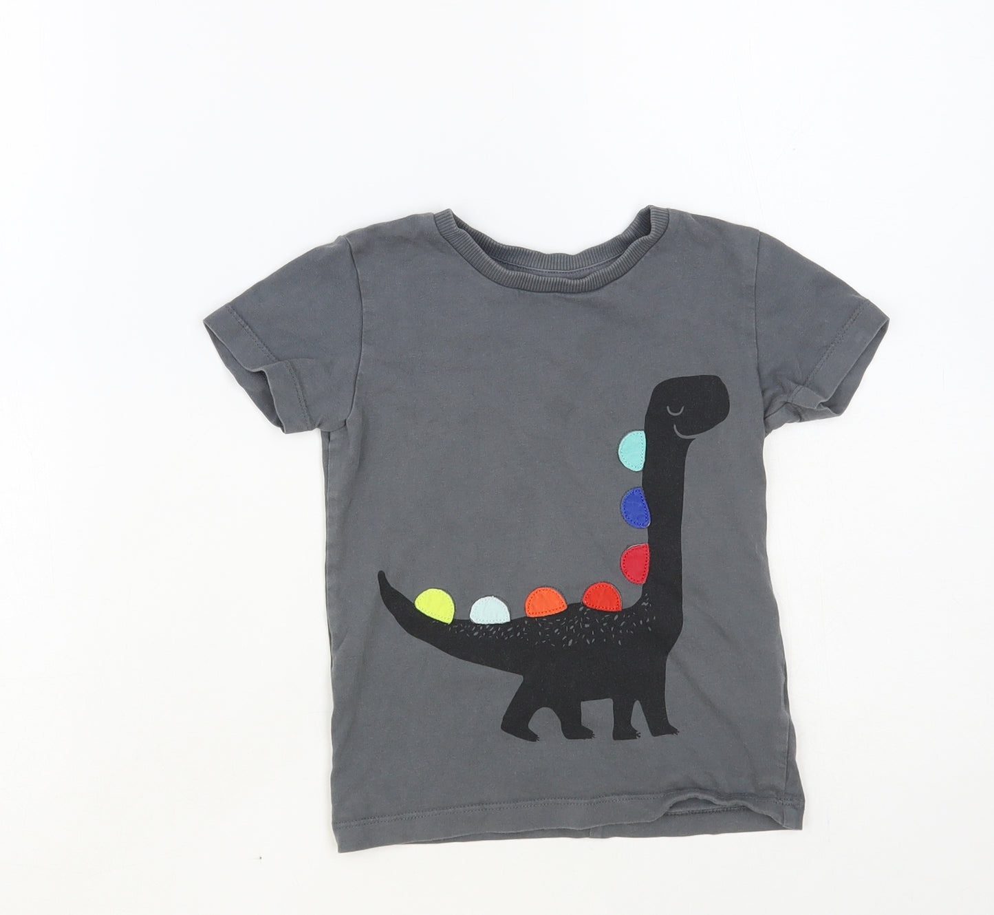 NEXT Boys Grey Cotton Pullover T-Shirt Size 2-3 Years Crew Neck Pullover - Dinosaur
