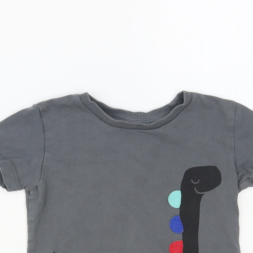 NEXT Boys Grey Cotton Pullover T-Shirt Size 2-3 Years Crew Neck Pullover - Dinosaur