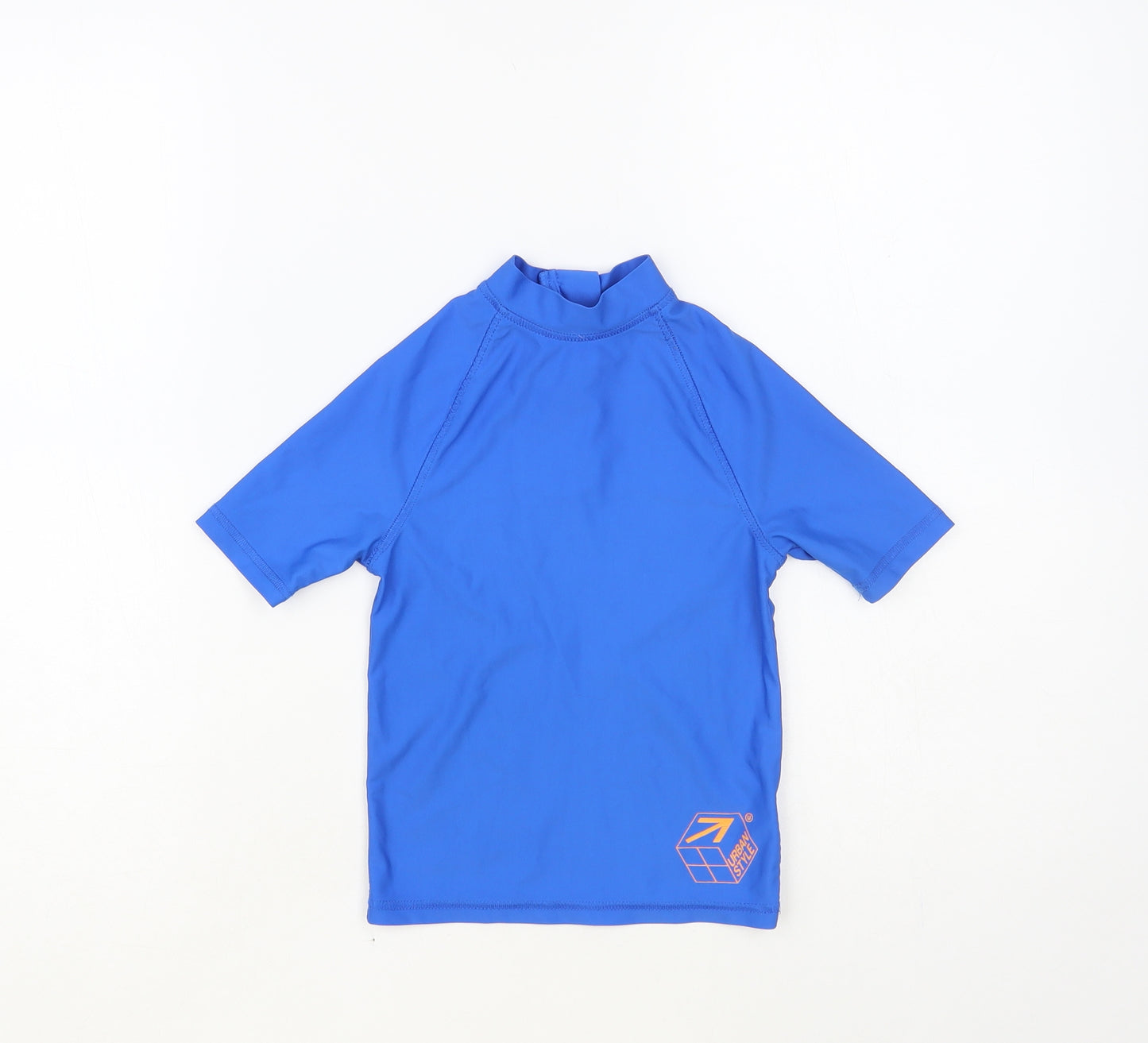 F&F Boys Blue Polyester Pullover T-Shirt Size 3-4 Years Mock Neck Zip - Rash Guard