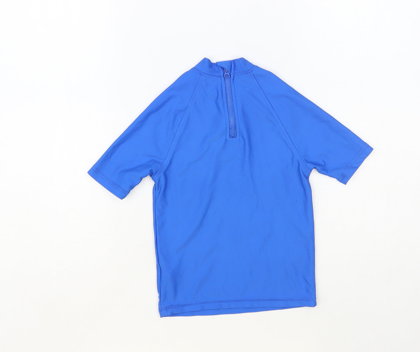 F&F Boys Blue Polyester Pullover T-Shirt Size 3-4 Years Mock Neck Zip - Rash Guard