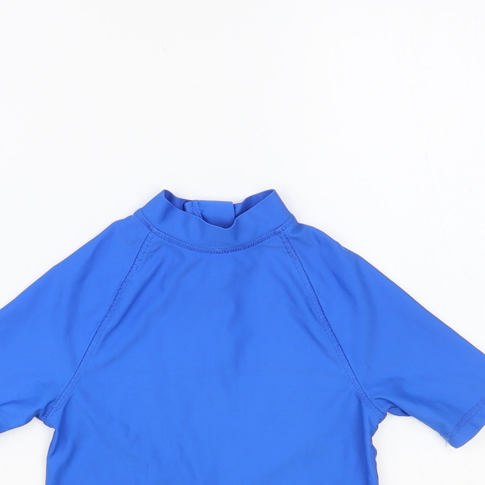 F&F Boys Blue Polyester Pullover T-Shirt Size 3-4 Years Mock Neck Zip - Rash Guard