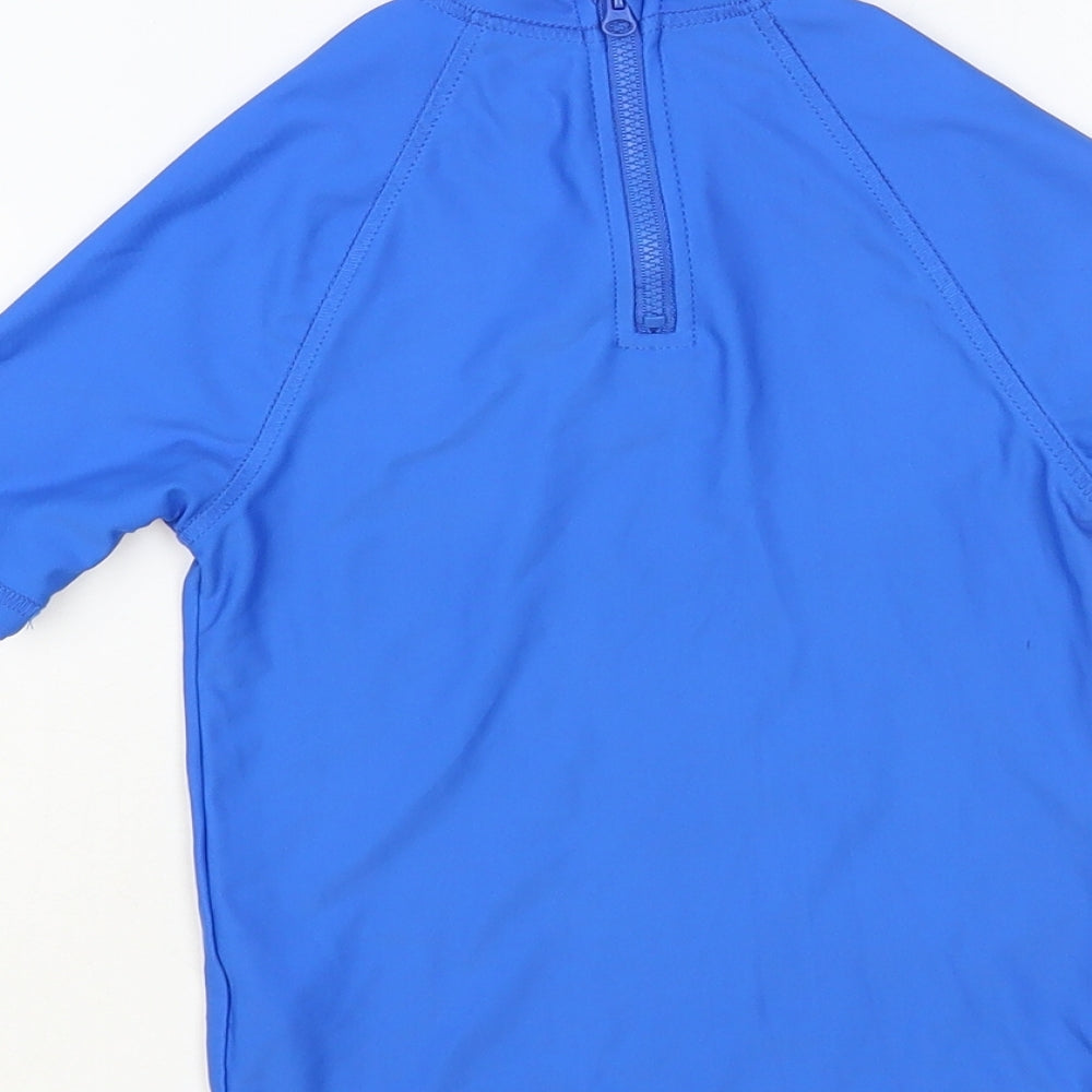 F&F Boys Blue Polyester Pullover T-Shirt Size 3-4 Years Mock Neck Zip - Rash Guard