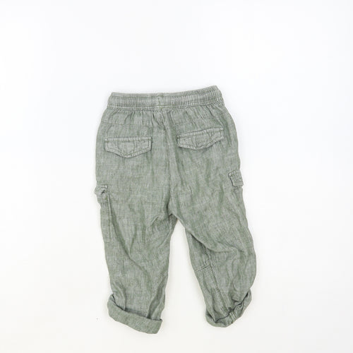TU Boys Green Cotton Jogger Trousers Size 2-3 Years Regular Drawstring