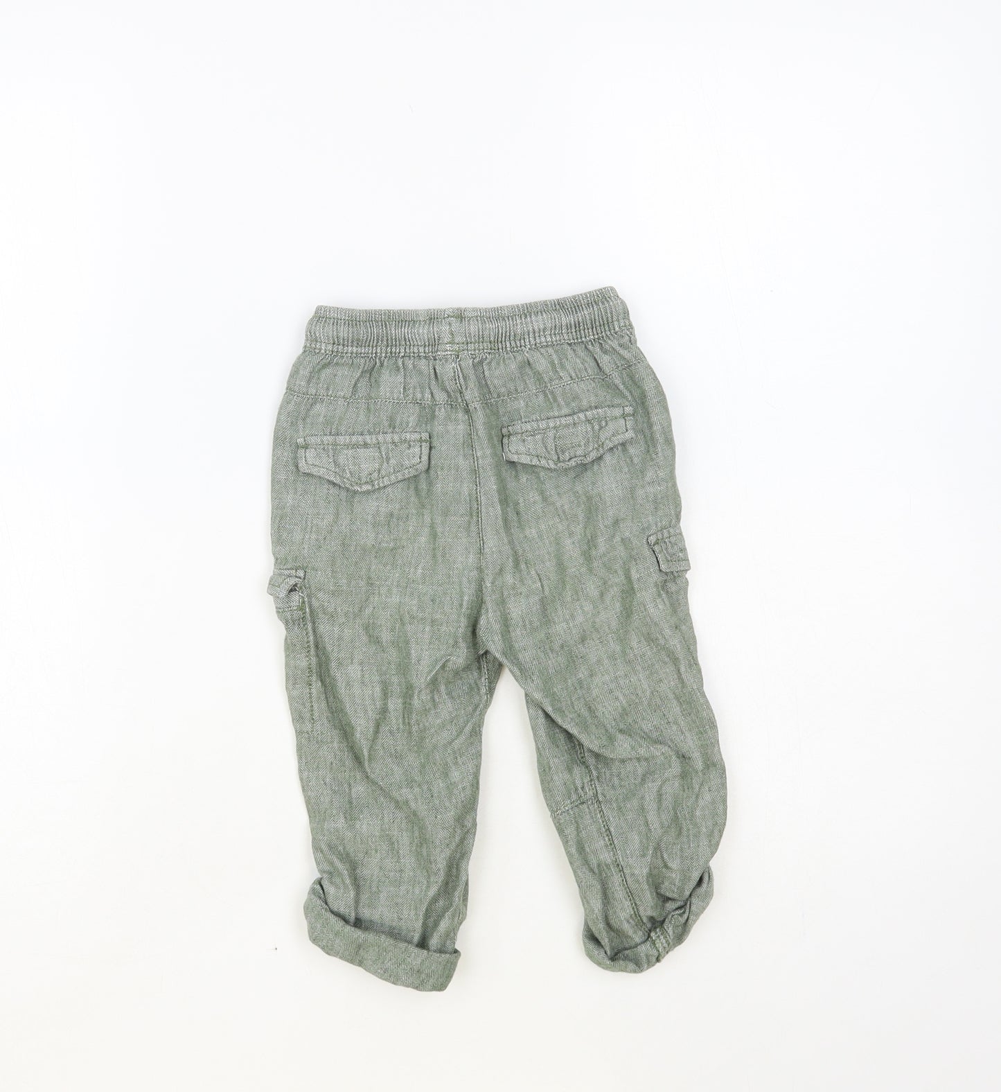 TU Boys Green Cotton Jogger Trousers Size 2-3 Years Regular Drawstring