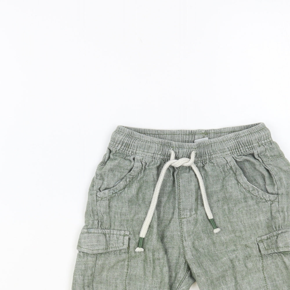 TU Boys Green Cotton Jogger Trousers Size 2-3 Years Regular Drawstring