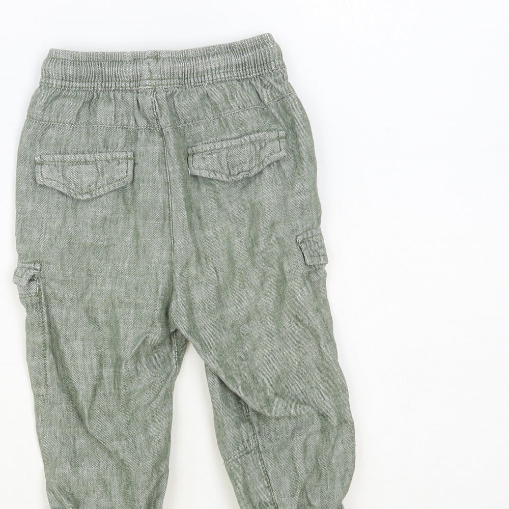 TU Boys Green Cotton Jogger Trousers Size 2-3 Years Regular Drawstring