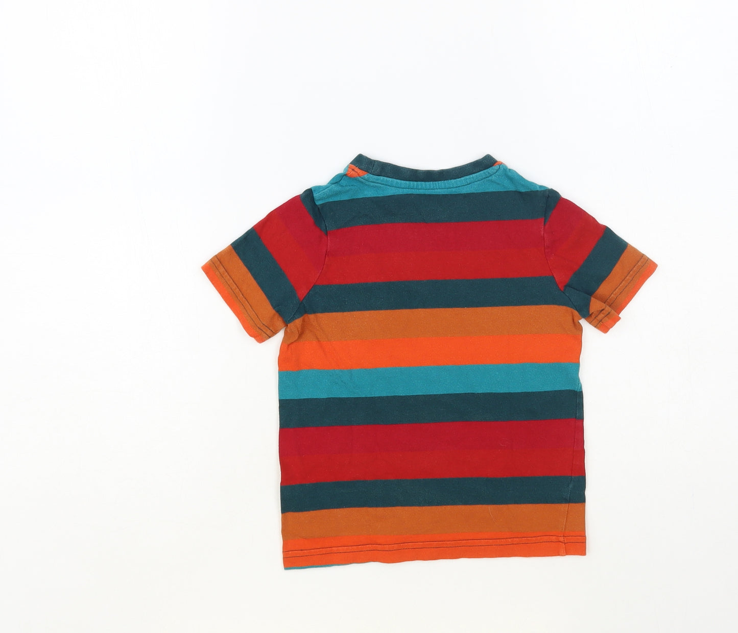 TU Boys Multicoloured Striped Cotton Pullover T-Shirt Size 3 Years Crew Neck Pullover - Toucan