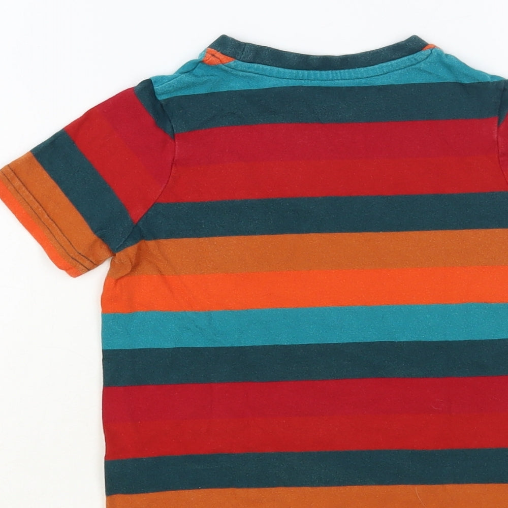 TU Boys Multicoloured Striped Cotton Pullover T-Shirt Size 3 Years Crew Neck Pullover - Toucan