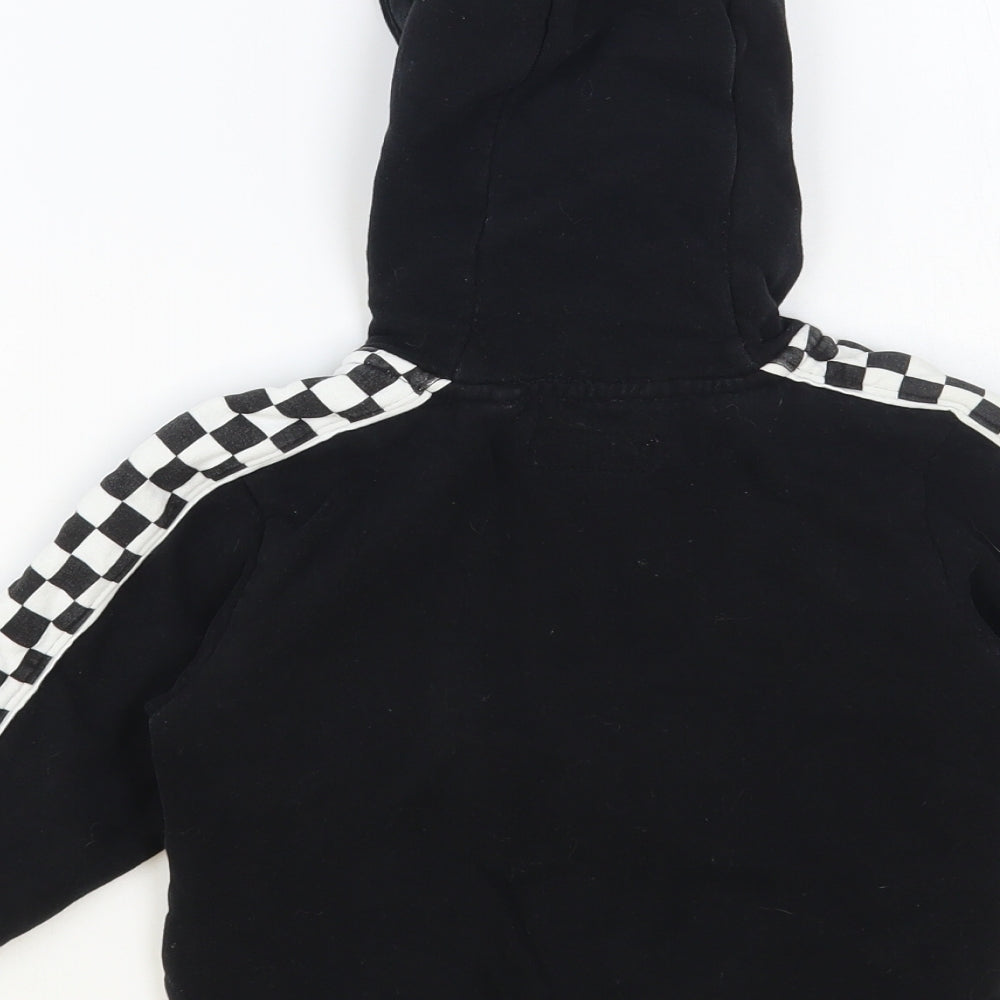 NEXT Boys Black Check Cotton Full Zip Hoodie Size 2-3 Years Zip - Smiley Face