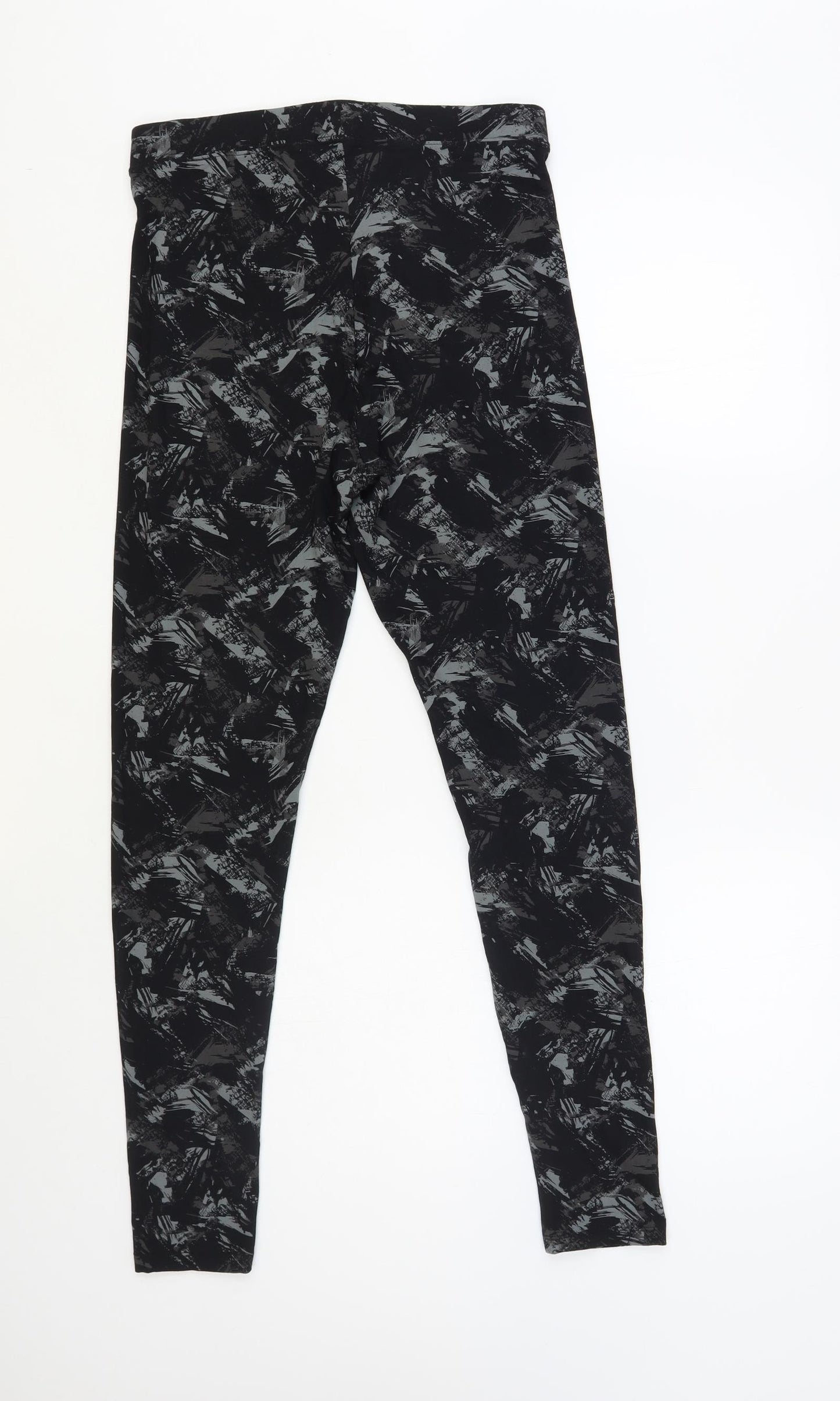 F&F Womens Black Geometric Viscose Compression Leggings Size 12 L28 in Regular Pullover