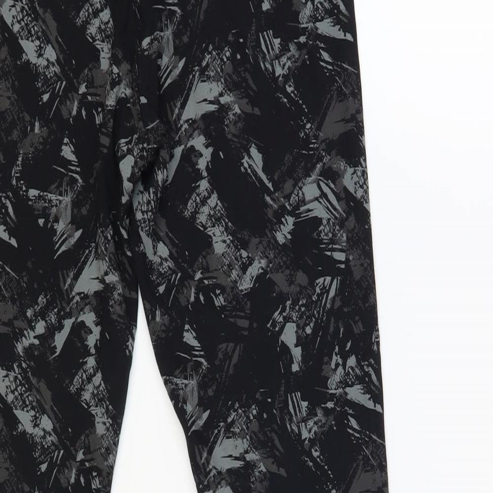 F&F Womens Black Geometric Viscose Compression Leggings Size 12 L28 in Regular Pullover