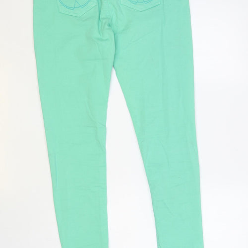 Superdry Womens Green Cotton Skinny Jeans Size 32 in L32 in Regular Button