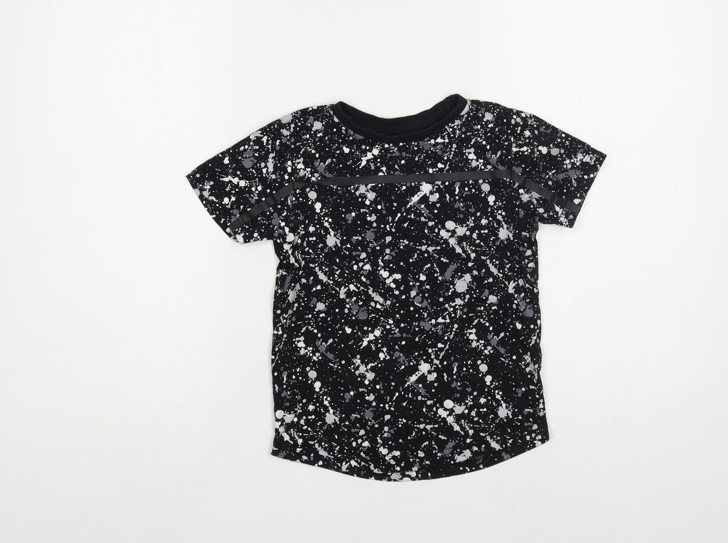 George Boys Black Geometric Cotton Pullover T-Shirt Size 4-5 Years Crew Neck Pullover