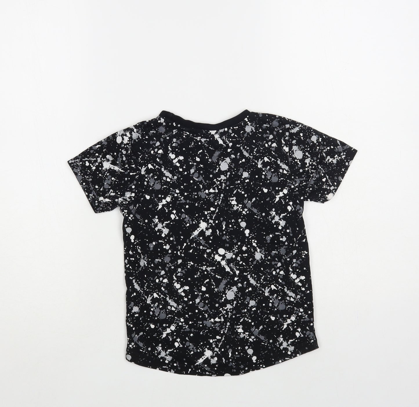 George Boys Black Geometric Cotton Pullover T-Shirt Size 4-5 Years Crew Neck Pullover