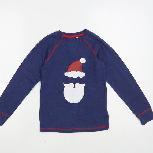 NEXT Boys Blue Cotton Pullover T-Shirt Size 5-6 Years Crew Neck Pullover - Santa
