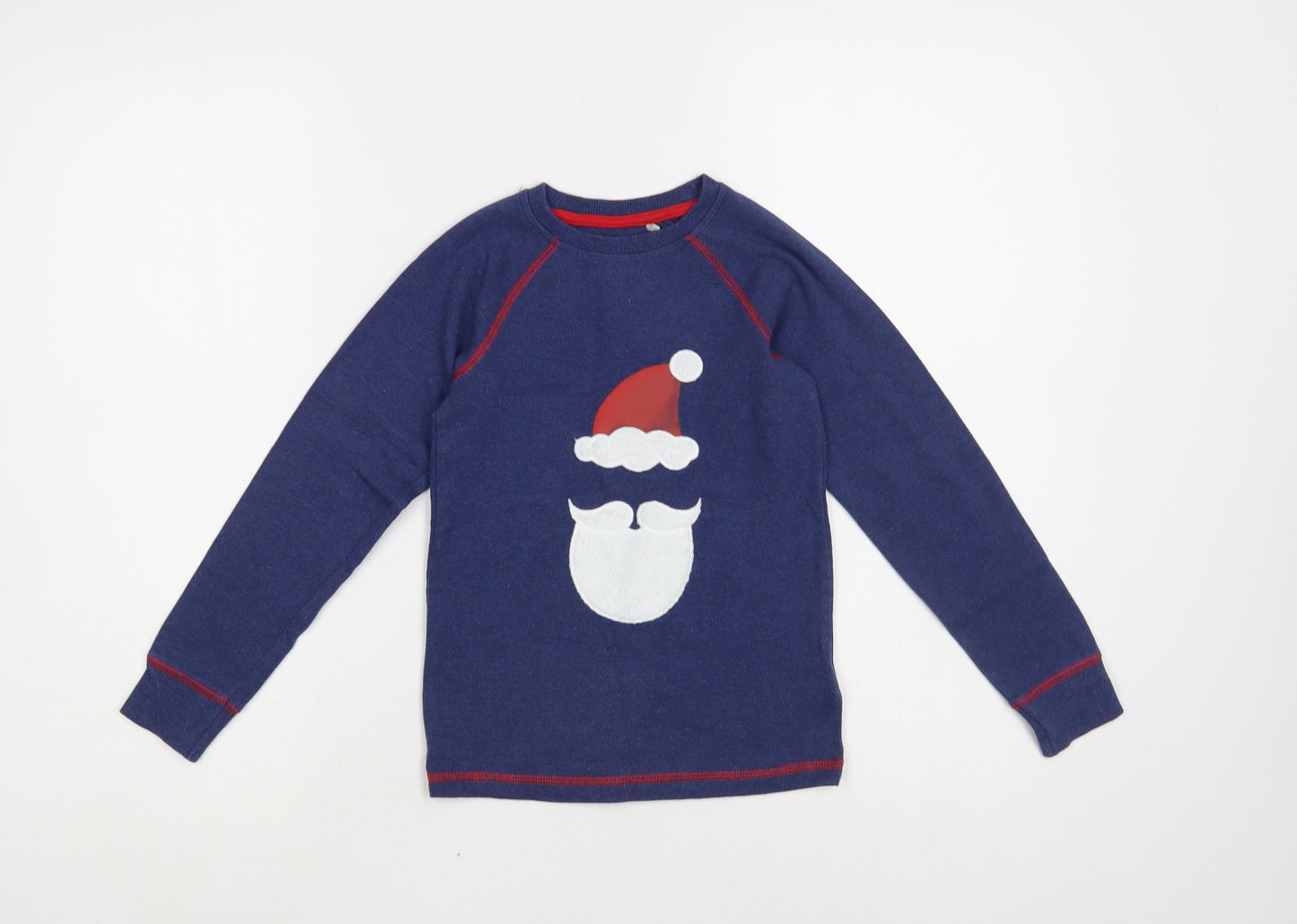 NEXT Boys Blue Cotton Pullover T-Shirt Size 5-6 Years Crew Neck Pullover - Santa