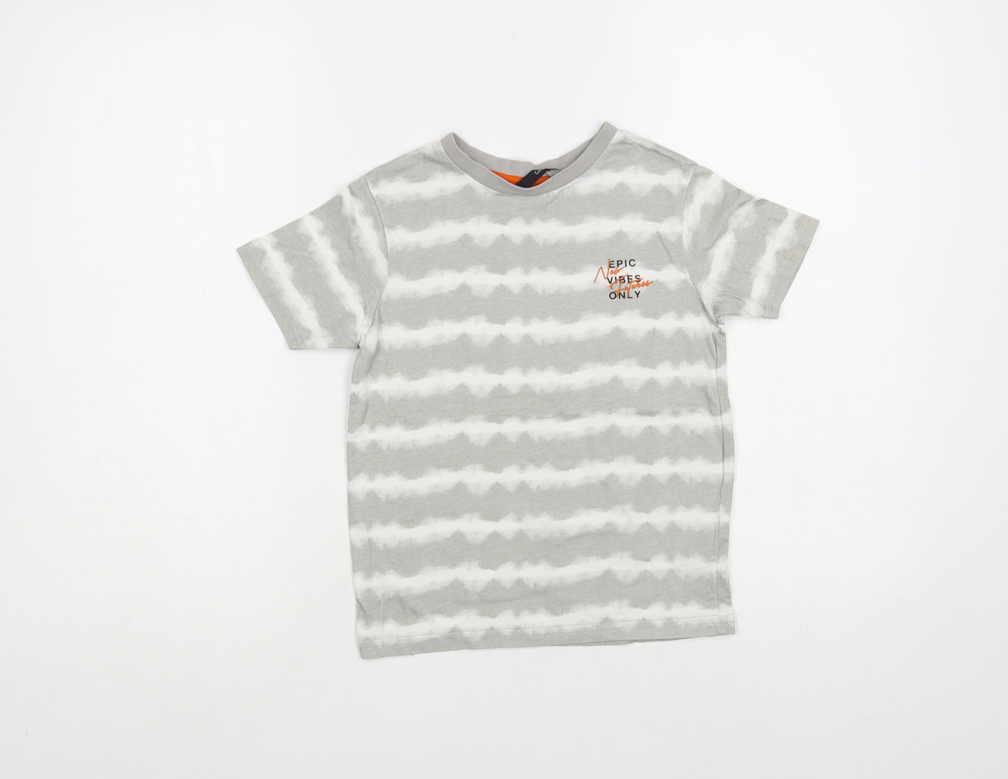 George Boys Grey Striped Cotton Basic T-Shirt Size 5-6 Years Crew Neck Pullover - Epic Vibes