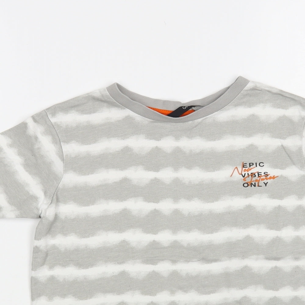 George Boys Grey Striped Cotton Basic T-Shirt Size 5-6 Years Crew Neck Pullover - Epic Vibes